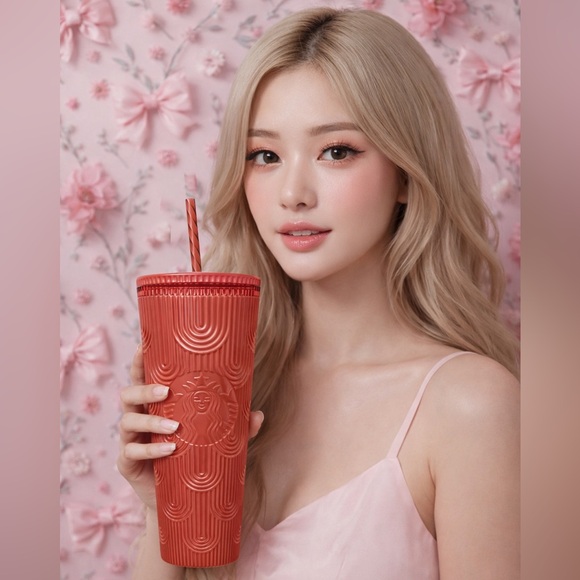 Starbucks Other - Starbucks Venti Pink Shimmer Shell Mermaid Scales Cold Cup Tumbler NWT